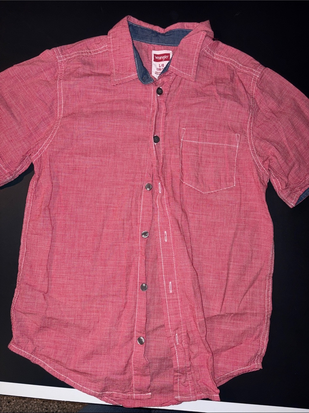 Wrangler Boys Red Short-Sleeve Button-Down Shirt